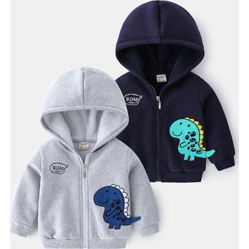 1-6T) Baby Childrens Hooded Sweater Jacket Fashion Cartoon Dinosaur Printed Zipper Hooded Sweater Jacket худи для мальчиков 50