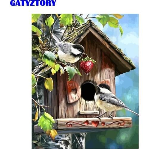 GATYZTORY Frame Bird House Diy Painting By Numbers Modern Paint By Numbers Acrylic Wall Art Gift Canvas Painting For Home Decors
