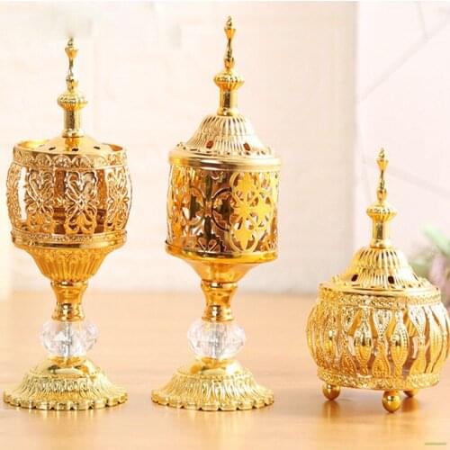Luxury Golden Incense Burner European Style Lace Incense Burner Handicraft Ornaments Jewelry Storage Box Living Room Decorations