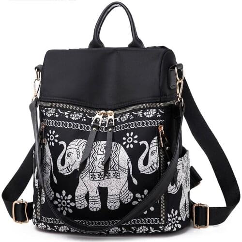 Oxford cloth Backpack Women Bag For Teenage Girls Elephant print travel Backpack Female Ladies School Backpack Mochilas 0C12