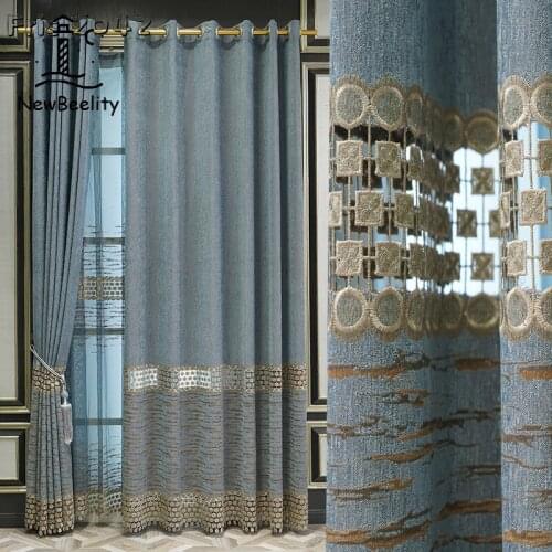 Hot Sale Hollow Embroidered Curtains for Living Room Water-soluble Chenille European Style Translucidus Dining Bedroom