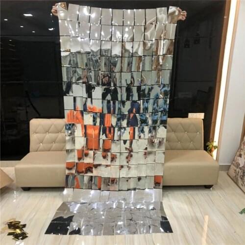 Mirror PVC Reflective Sequin Curtain Wedding Background Decoration Curtain DIY Holiday Party Stage Supplies Interior Decoration