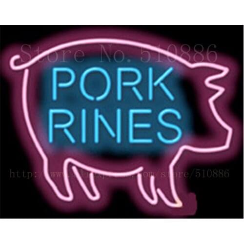 Pig Open Pork Rinds Glass Tube neon sign Handcrafted Light Bar Beer Pub Club signs Shop Store Business Signboard signage 17"x14"