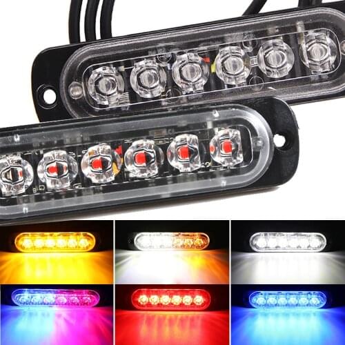 6 LED Flash Emergency Warning Light for Car Auto Truck SUV Motorcycle Side 18 Strobe Modes Flashing Light 12V-24V Bright Lamp