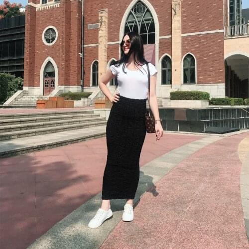 Longue Femme Skirts Womens Maxi Pencil Long Skirt Jupe Clothing Jupe Crayon Faldas Mujer Moda Muslim Knitted High Waist Femme