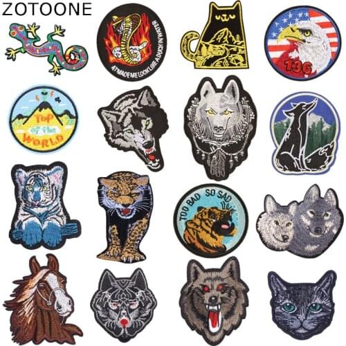 ZOTOONE South Side Snake Wolf Tiger Iron on Patches for Clothes Stickers Embroidery DIY Cartoon Sew on Patches Applique Felt D