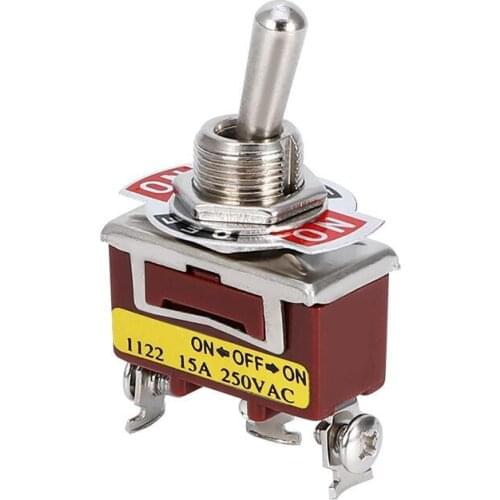 1Pcs E-TEN1122 Quality Silver Contact Copper Pin 12mm 3Pin 3Position ON-ON Rocker Switch Toggle Switch 10A 380VAC/15A 250V