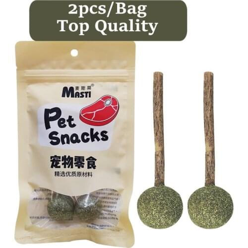 2pc Cat Natural Catnip Lollipop Shape Cat Toy Supplies Premium Catnip Cattle Grass Ball silvervine Organic Mint Cats Products