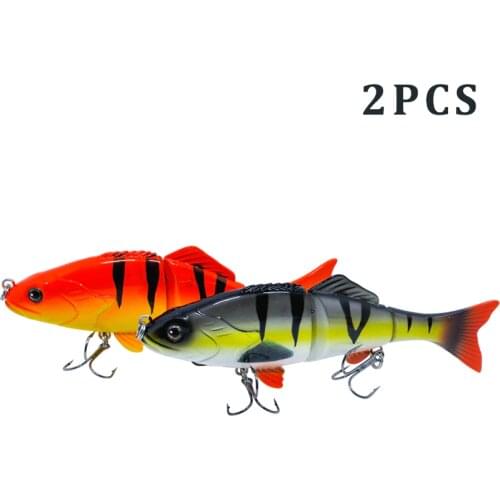 2 PCS Hard Fishing Lure 3 Segments Multi Jointed Swimbait Lifelike Crankbait Sinking Wobblers Artificial Lure 50g 15cm #2 Hook