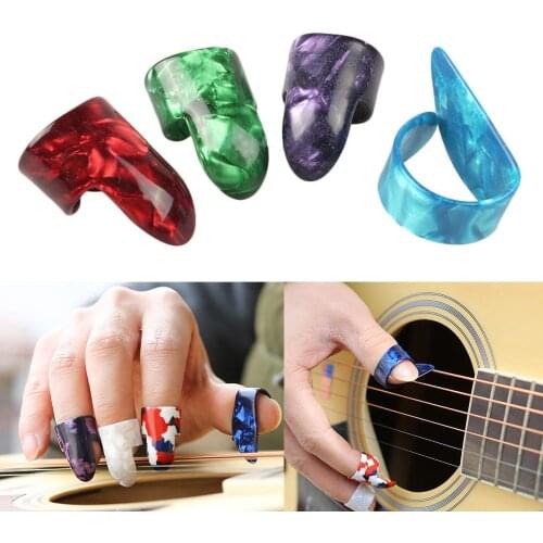 4pcs/set Alice Celluloid 1 Thumb Pick + 3 Finger Nail Picks Ring Shape Plectrums Sheath for Acoustic Electric Bass Guitar Parts