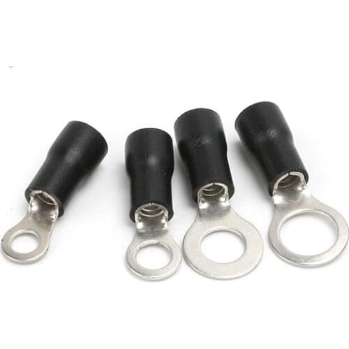 50Pcs RV3.5-8 black Ring Crimp Insulation Terminal Wire Cable Connector AWG