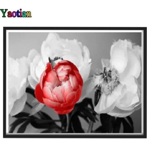 Red and white roses Diamond Painting Full Square Round Diy 5d Diamond Embroidery flower Mosaic Gift Home Decor Cross Stitch