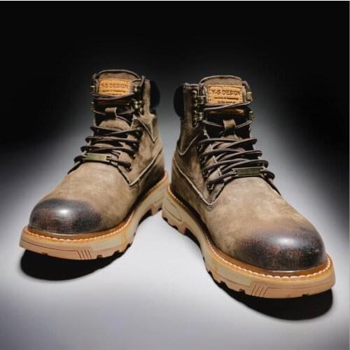 AQ63 2020 New Fashion Winter Mens Boot Warm Plush Snow Boots Waterproof Leather Ankle Boot Outdoor Work Boots Men Western Boots