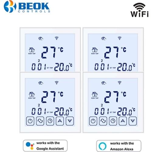 Beok 4 pcs/pack 220V Thermostat Wifi Underfloor Heating Temperature Controller 16A Works With Google Home Alexa