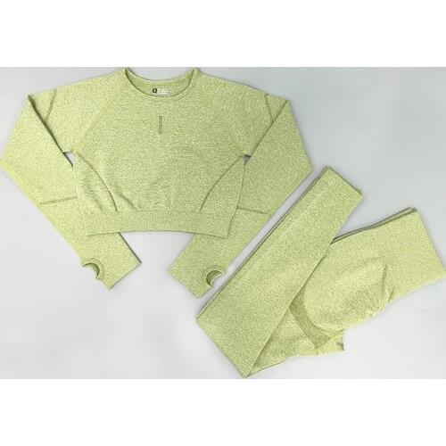 Seamless Yoga Suit Sportswear Workout Set Woman Gym Clothing Fitness Long Sleeve Crop Top High Waist Leggings Women Tracksuit