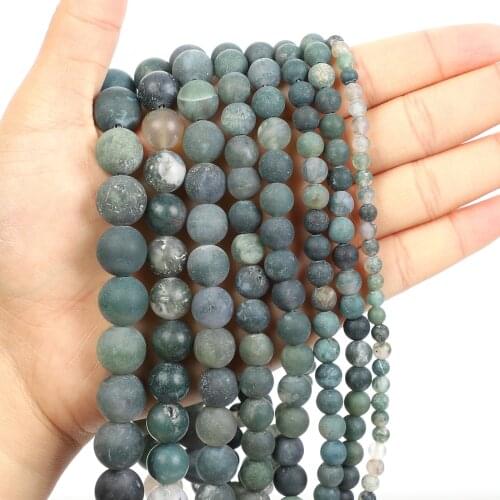 Natural Stone Beads Frosted Aquatic Stone Round Loose Beads for Jewelry Making Needlework Bracelet DIY 4-12 MM
