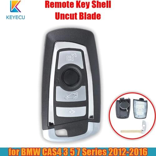 KEYECU 4 Buttons Remote Key Shell Case Cover + Insert Blade for BMW CAS4 3 5 7 Series 2012 2013 2014 2015 2016