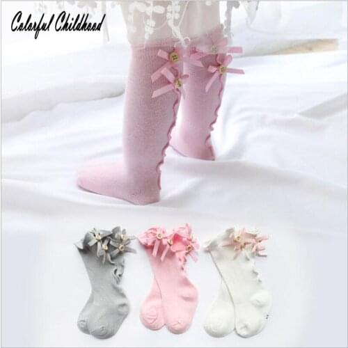 Angel Baby Baby Girls Child Socks Ribbon Bow Cotton Soft Half Girls knee Sock Infant Toddler Princess Lovely Knee Socks Kids