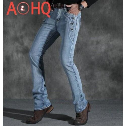 Boot Cut Flared Jeans Men Vintage Stretch Regular Fit Jeans Male Casual Mens BootCut Jeans Men Trousers 2021 Fashion Blue