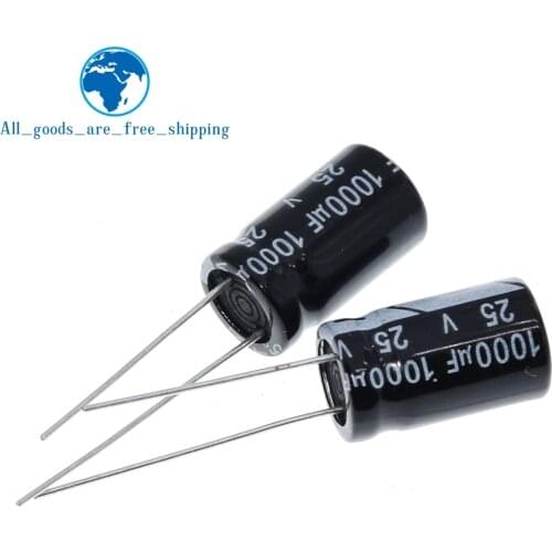 TZT 10PCS Electrolytic capacitors 25V 1000UF 1000UF/25V 10 * 17MM