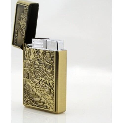 Great Wall Relief Boutique Double Straight Lighter Smoking Accessories for Weed Regalos Para Hombre Originales Retro Lighter
