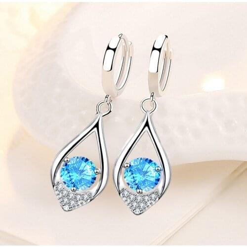 KOFSAC Luxury Women Earrings 925 Sterling Silver Jewelry Girl Gifts Water Droplets Zircon Hoop Earring Cute Party Accessories