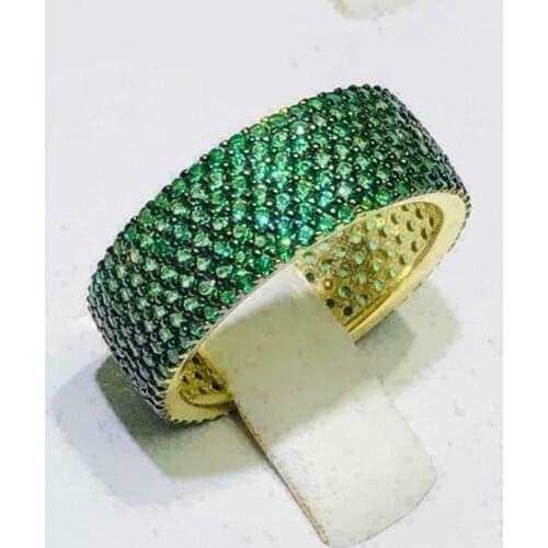New Simple Female Green Purple Color Inlaid Full Circle Zirconia Crystal Ring for Women Party Jewelry Accessories Gift
