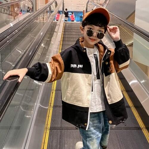 Splicing Spring Autumn Coat Outerwear Top Children Clothes Kids Costume Teenage Gift Plus Size Boy Clothing High Quality