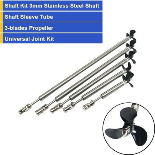 Shaft Kit 3mm Stainless Steel Shaft+Shaft Sleeve Tube+3-blades Propeller+Universal Joint Kit DIY Accessories For RC Boat Part