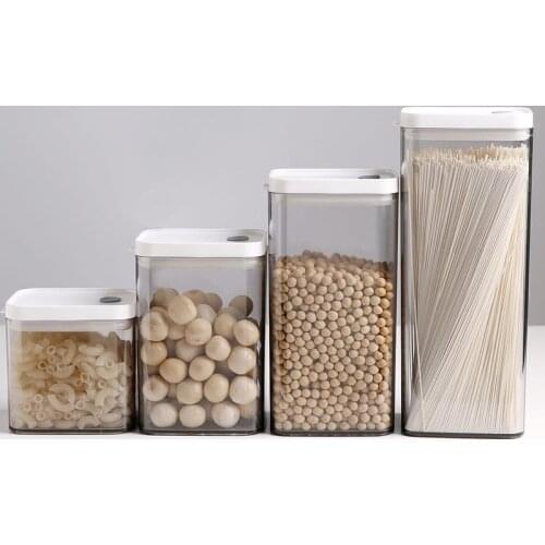 4 Size/Set Food Storage Box Container Plastic Kitchen Refrigerator Noodle Box Multi Grain Storage Tank 700ml/1100ml/15ml/1900ml