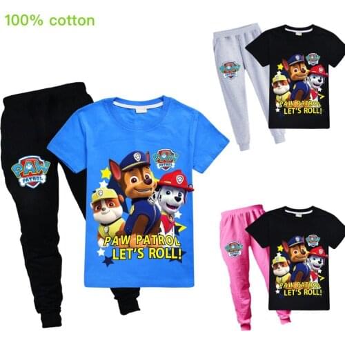 2021 summer Children PAW PATROL Clothing Sports Suit For Boys And Girls T shirt Short sleeve+trousers Boys Clothing Set 2-15Y