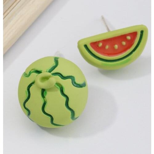 Small Cute Fruit Food Earrings for Women 2021 Jewelry Strawberry Orange Watermelon Stud Earrings for Girls Beach Earrings