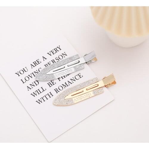 New Women Elegant Rhinestone Metal Seamless No Bend Hair Clips Girl Makeup Side Bangs Hairpins Headband Fashion Hair Accessories