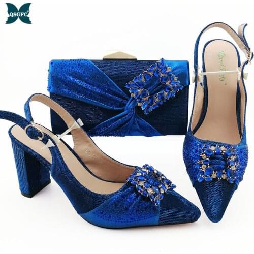 New Ladies Shoes with Matching Bags Set Decorated with Appliques Italian design Shoes and Bags To Match Set Nigerian Party Shoes