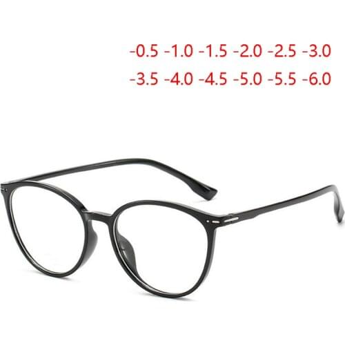 Retro Literary Finished Nearsighted Glasses Women Ultralight TR90 Oval Clear Lens Short-sighted Eyeglasses -0.5 -1.0 To -6.0
