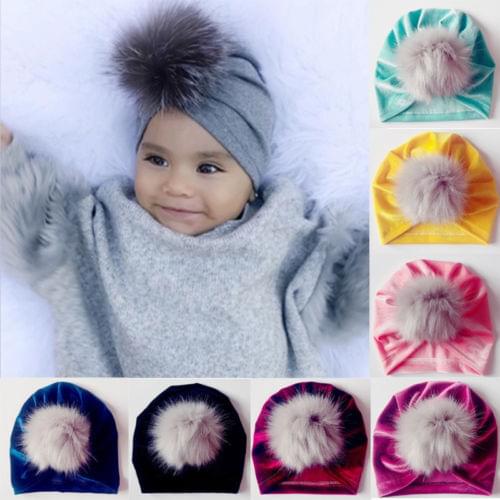 Toddler Infant Kid Baby Boy Girl HatsTurban Cotton Beanie Hat Winter Warm Cap