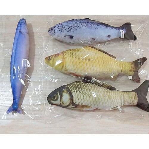 20cm Pet Plush Toys for Mint Fish Toy Simulation Crucian Carp Cat Stick Pillow Supplies Interesting Things