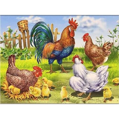 Full Square Diamond Painting Chicken Animals Diamond Embroidery Cross Stitch Mosaic Picture Of Rhinestone Home Decor