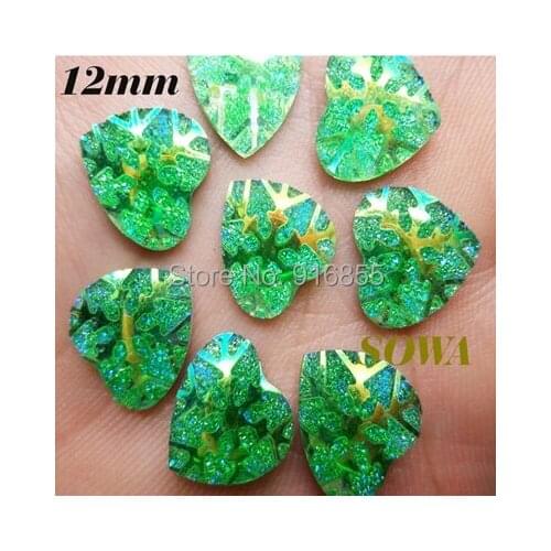 DIY NEW 1000pcs12mm Green Color Resin Love Heart stones flatback Scrapbooking for phone/wedding