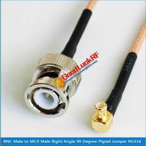 1X Pcs High-quality MCX Male Right Angle 90 Degree To BNC Male Plug RG316 Pigtail Jumper Cable Low Loss