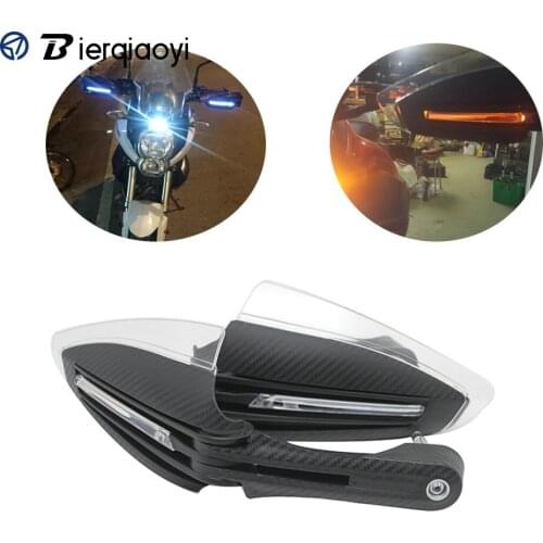 7/8" 22mm Universal Motorcycle Accessories Hand Guards with LED Turn Signal Light Carbon Hand Protectors For Kawasaki KTM Honda