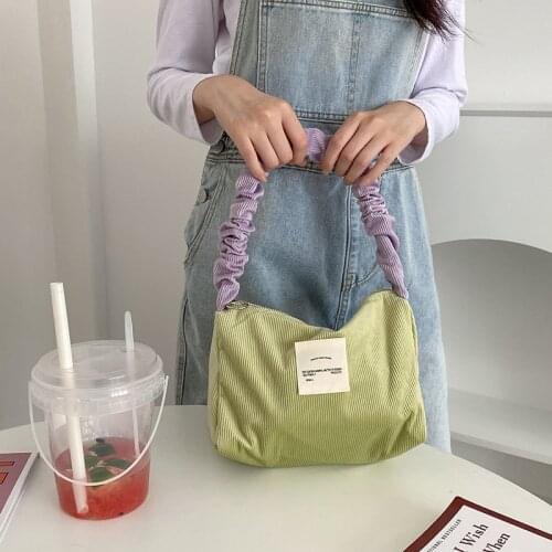 Corduroy Womens Tote Shoulder Bag Candy Color Ladies Hobos Small Clutch Purse Handbags Retro Female Girls Armpit Underarm Bags