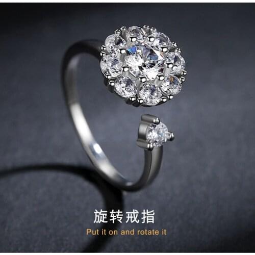 Rotating ring female ring zircon ins fashion ring all-match gift size is not limited and adjustable