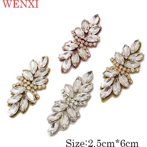 WENXI 100pcs Crystal Rhinestone Applique Trim For Fancy Bridal Gown Waistband Crystal Rhinestone Applique Accessories WX897