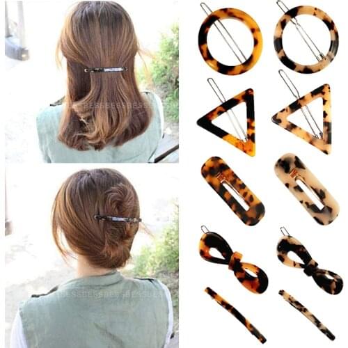 Fashion Leopard Acetate Geometric Hairpins for Women Girls Headband Sweet Hair Clips Barrettes Lady Head Bands Hair Accessories