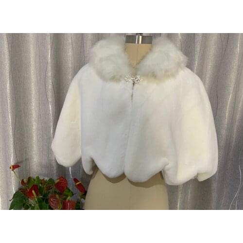 Winter Faux Fur Shawl Wrap Wedding Bridal Bridesmaid Wraps Warmer Women Shawl Cloak
