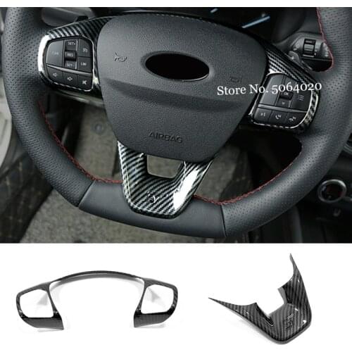 For Ford Puma 2019-2021 Accessories ABS Carbon fiber/Matte ST Car steering wheel trim control button frame Cover Styling 2pcs