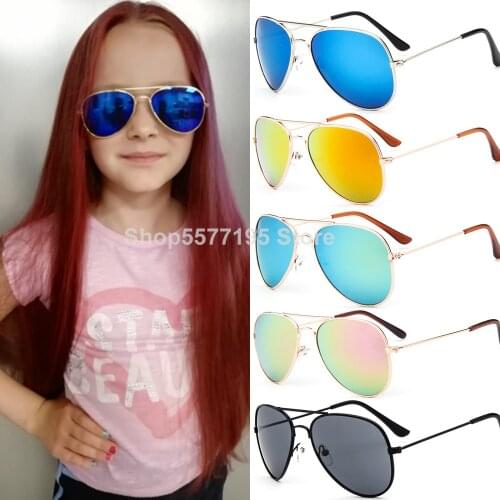 2020 Classic Sunglasses Girls Boys Colorful Mirror Children Glasses Metal Frame Kids Sun Glasses Oculos Infantil
