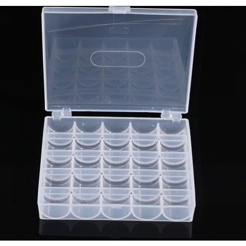 25 Spools Bobbins Sewing Machine Bobbin Case Organizer Storage Clear Box Tools 1 Pcs Plastic Box