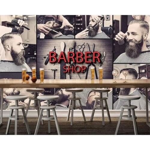 Wellyu custom large wallpaper 3D three-dimensional modern hairdressing fashion barber shop background wall painting 3D wallpaper
